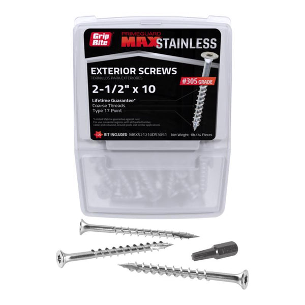 Grip Rite MAXS21210DS3051#10 x 2-1/2 in. 305 Stainless Steel Deck Screw (1 lb.Pack)