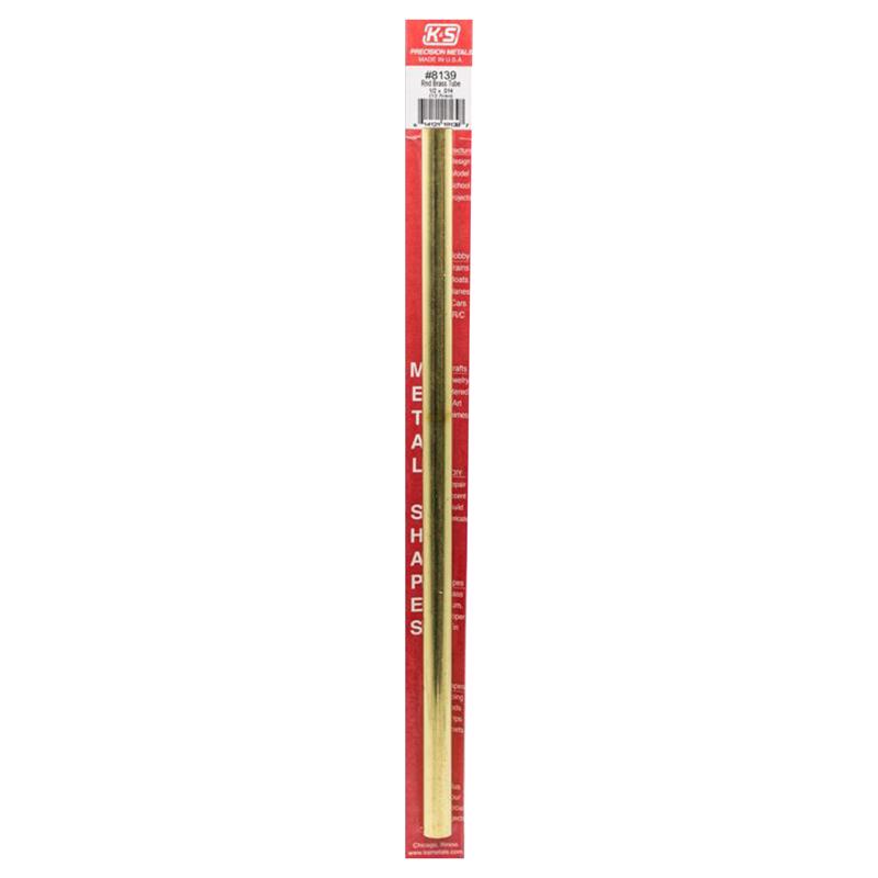 K&S Metal Round Tube 1/2 inch D X 12 inch L Brass Carded