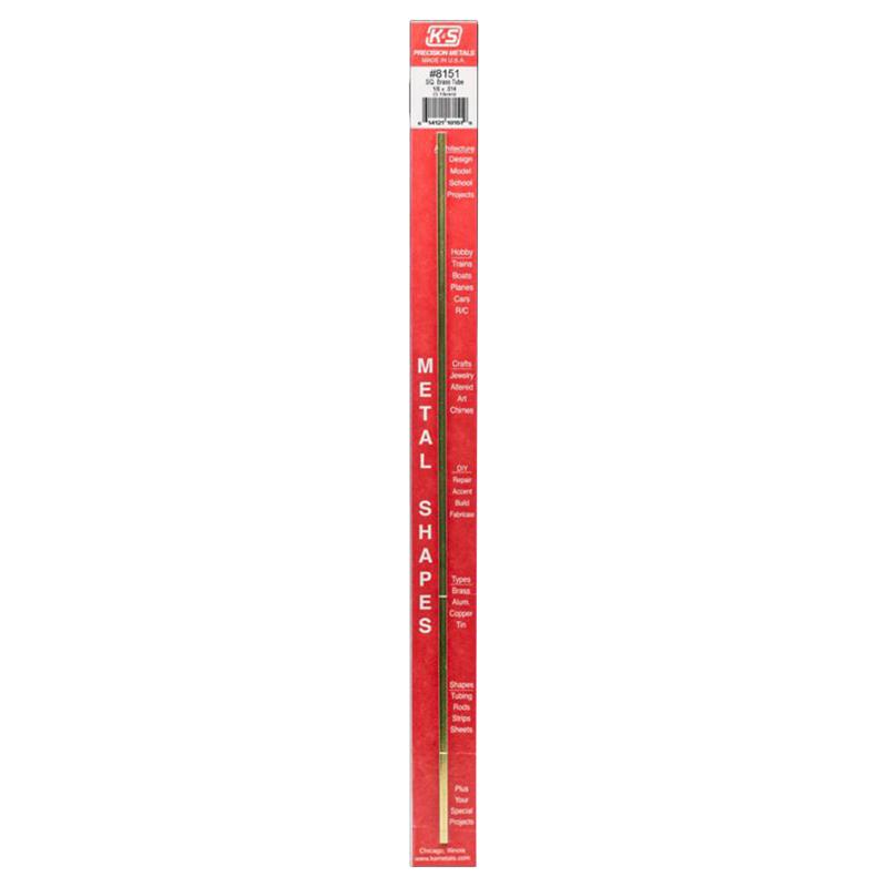 K&S Square Tube 1/8" D X 12" L Brass Carded