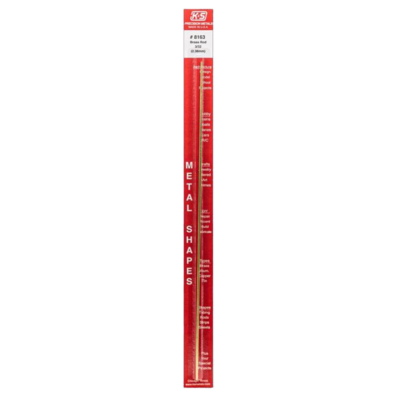 K&S Brass 1/4-28 x 12 Fully Threaded Rod, Unfinished, Uncoated