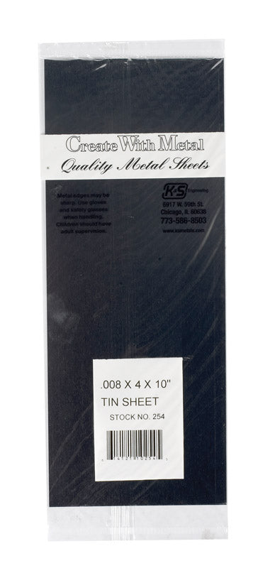 K & S PRECISION METALS 254 .008x4x10 Tin SHT Metal, 4" x 10"