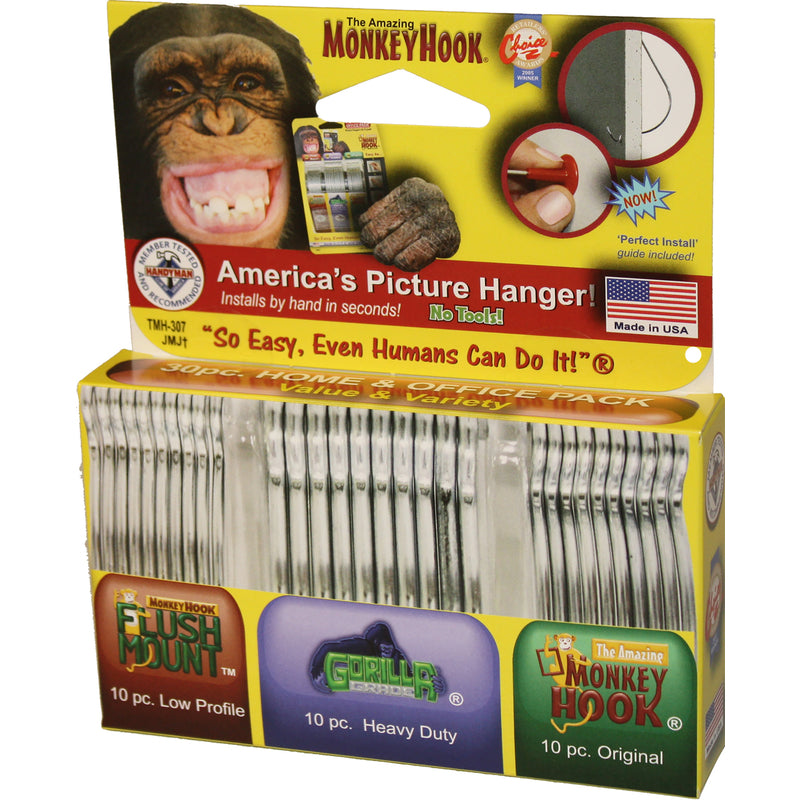 Tmh-314 Heavy-Duty Picture Hanger Set, Carbon Steel, Silver, Galvanized, 30-Piece