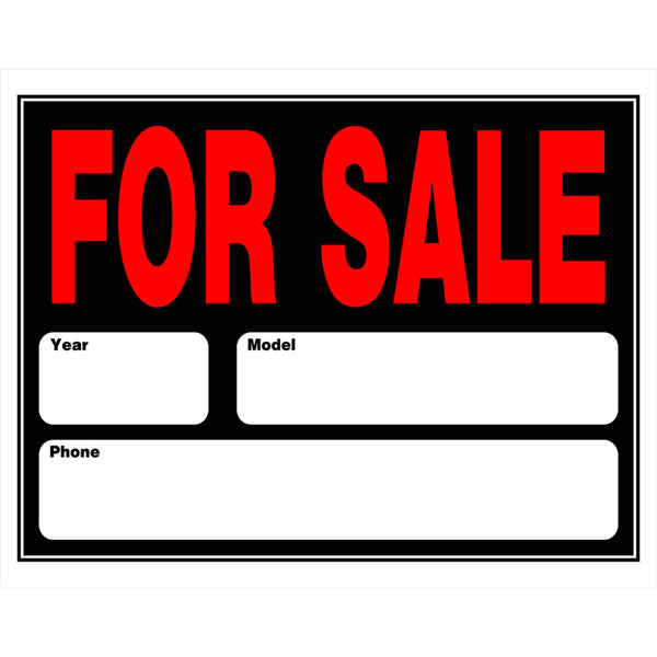 Hillman English Black Auto for Sale Sign 15 in. H X 19 in. W - Case of: 66 842172 (6-Pack)