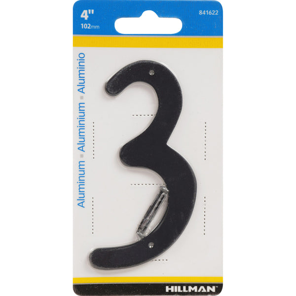 Hillman 841622 Black 4-Inch Nail Die Cast Aluminum, House Number 3