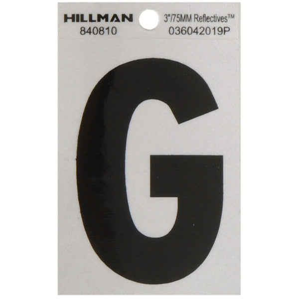 The Hillman Group 840810 3-Inch Letter G Reflective Square-Cut Mylar, Black on Silver (6 Pack)