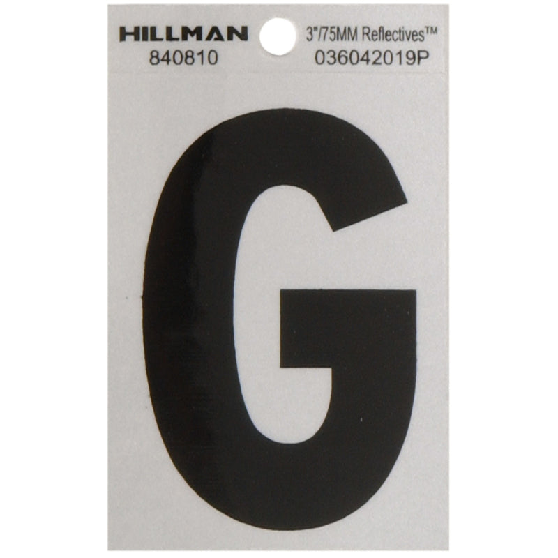 The Hillman Group 840810 3-Inch Letter G Reflective Square-Cut Mylar, Black on Silver (6 Pack)