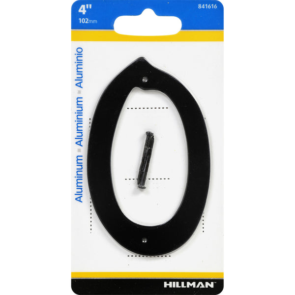 Hillman 4 in. Black Aluminum Nail-On Number 0 1 pc. - Case of: 3;33 841616