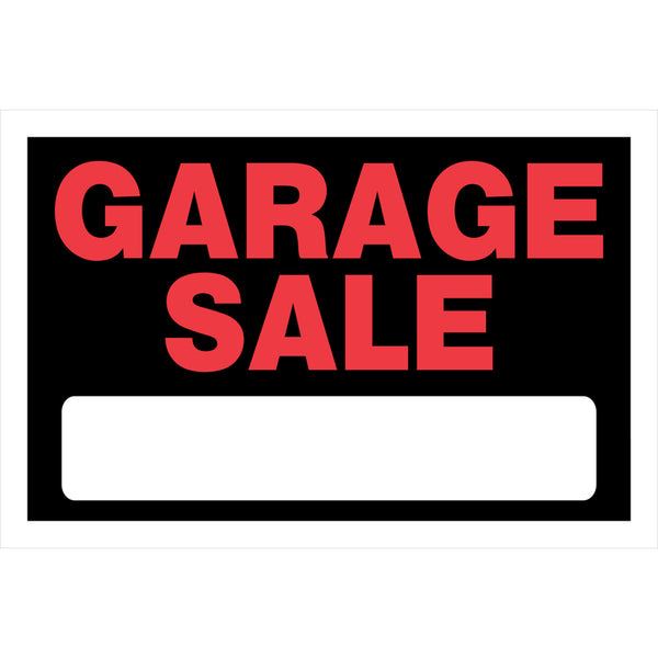 Hillman Group 839946 8 x 12 in. Black Styrene Garage Sale Sign - - Pack of 6 6 Piece6