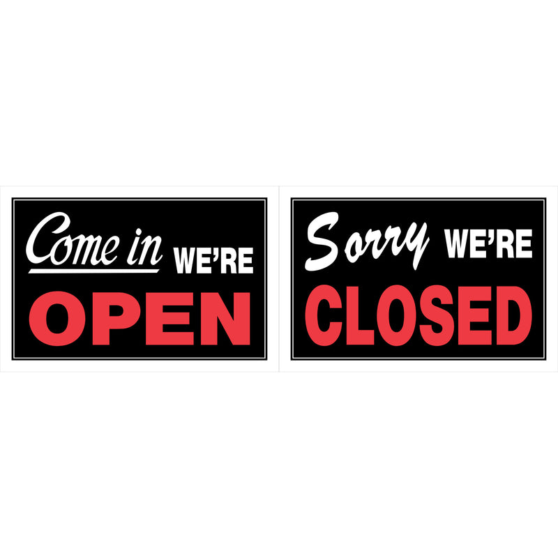 Hillman Group 839916 8 x 12 in. Red & Black Plastic Yes were Open & Sorry were Closed Sign - 6 Piece6