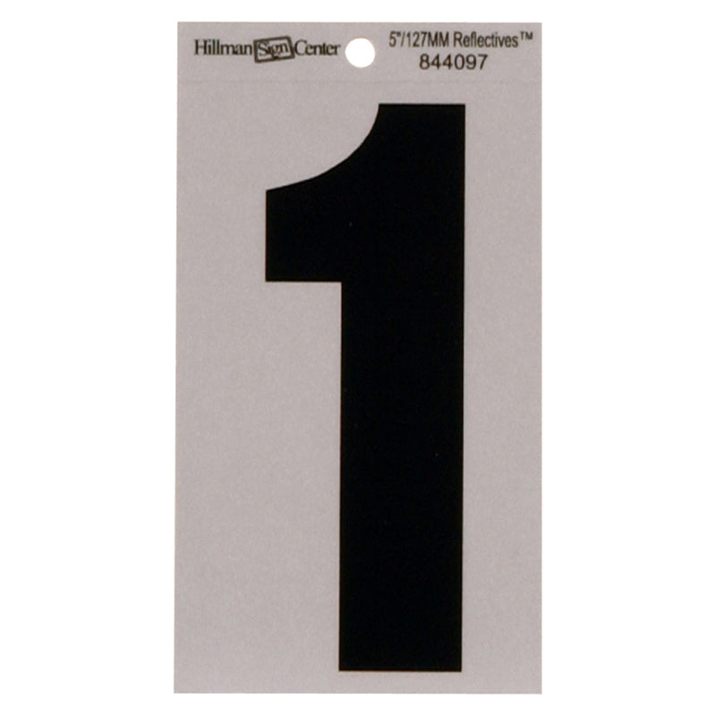 Hillman 5 in. Reflective Black Mylar Self-Adhesive Number 1 1 pc. - Case of: 6;6