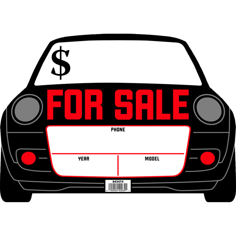 Hillman 843474 Automobile for Sale Sign (10'' x 14''), White ( Pack of 6 )