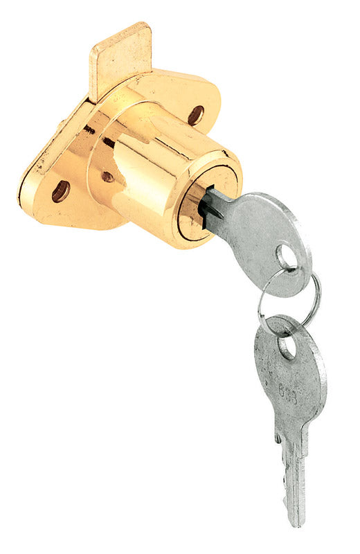 Defender Security U 9947KA Diecast Brass Plated Drawer & Cabinet Lock with Yale Keyway, 7/8"