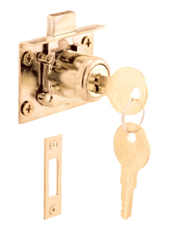 Prime-Line Mortise Drawer Lock Keyed Different 7/8" Brass Finish U10666