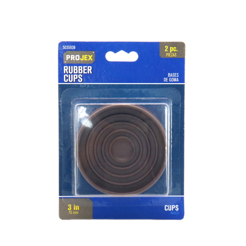 Rubber Caster Cup Brown Round 3 in. W X 3 in. L 2 pk