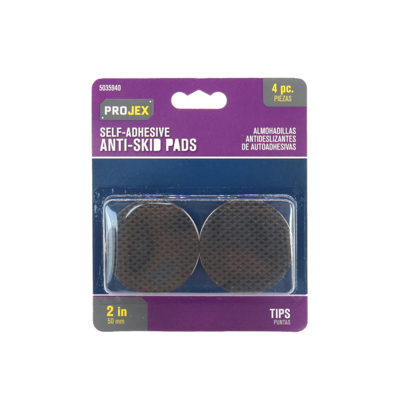 Rubber Self Adhesive Non-Skid Pad Black Round 2 in. W 4 pk
