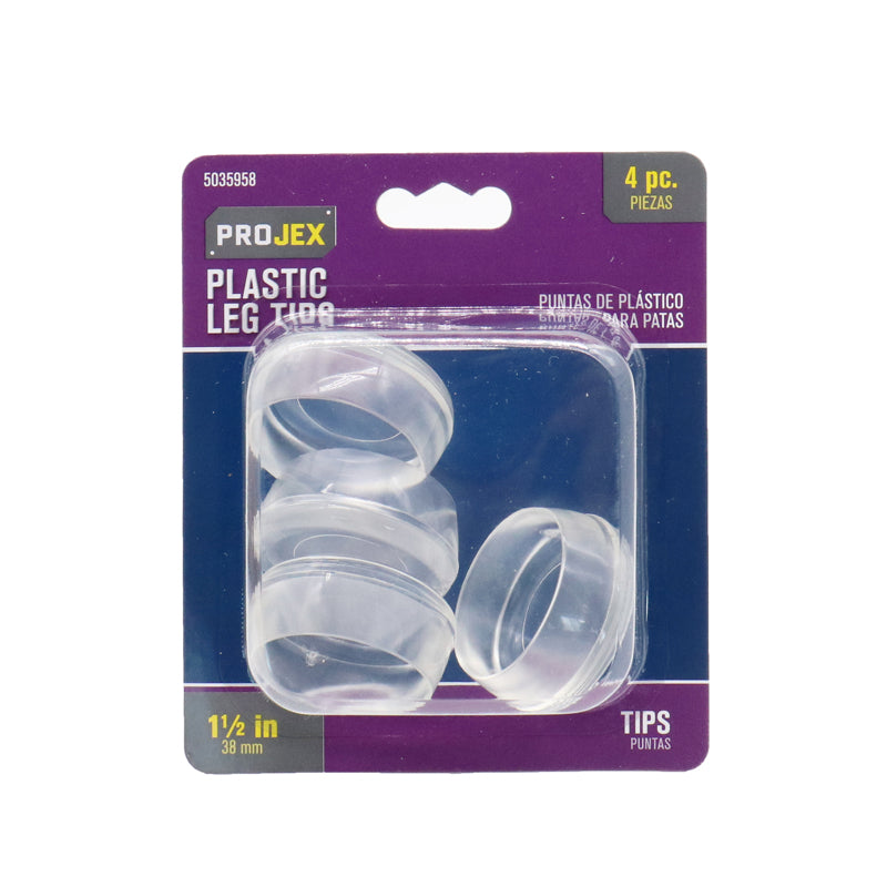 Thermoplastic Ethylene Leg Tip Clear Round 1-1/2 in. W 4 pk