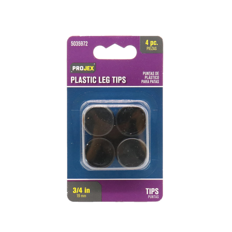 Plastic Leg Tip Black Round 3/4 in. W 4 pk