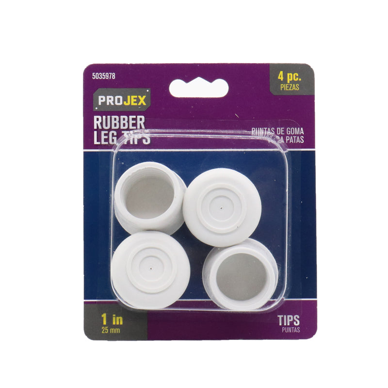 Rubber Leg Tip Off-White Round 1 in. W 4 pk
