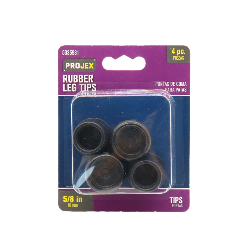 Rubber Leg Tip Black Round 5/8 in. W 4 pk