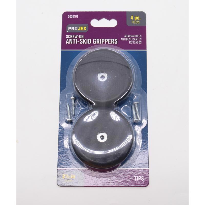 Plastic Heavy Duty Anti-Skid Pad Black Round 2-1/2 in. W 4 pk