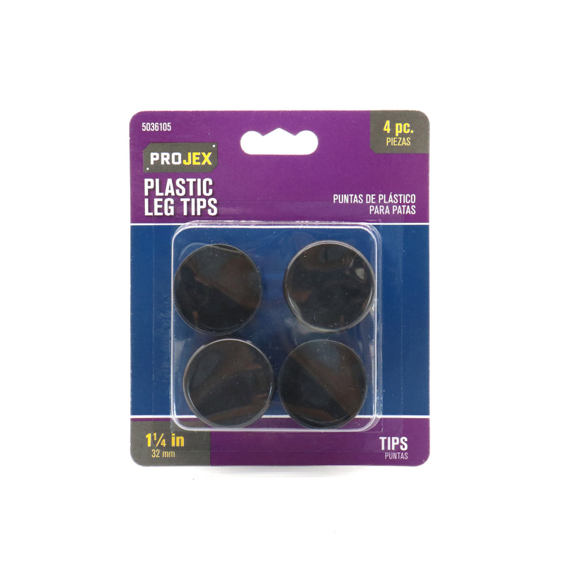 Plastic Leg Tip Black Round 1-1/4 in. W 4 pk