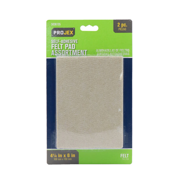 Projex Felt Self Adhesive Blanket Brown Rectangle 4-1/4 in. W X 6 in. L 2 pk P0096