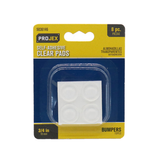 Projex Vinyl Self Adhesive Protective Pad Clear Round 3/4 in. W 8 pk P0128