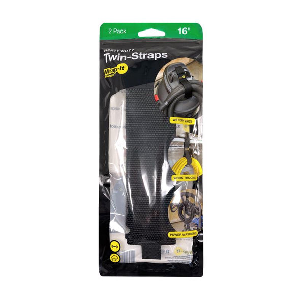 Wrap-It Twin Straps 16 in. L Black Polypropylene Cable Organizer 102-TWIN-16BL