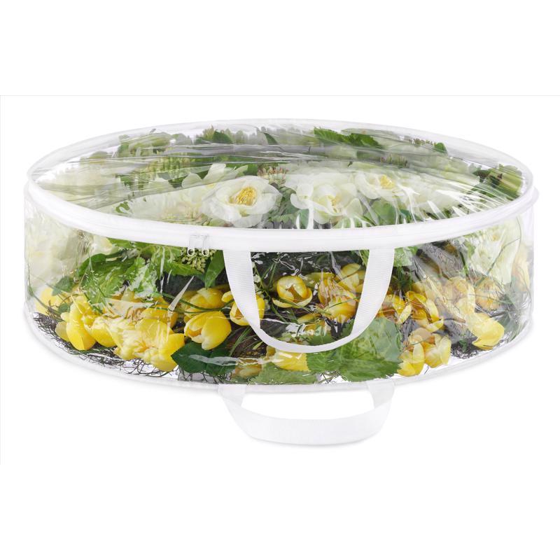 Whitmor Clear Wreath Storage Container with Tear Resistant PE Material, 30" Christmas Storage Bag with Reinforced Handle and Zipper for Artificial Wreath, Garland and Holiday Decor Organization