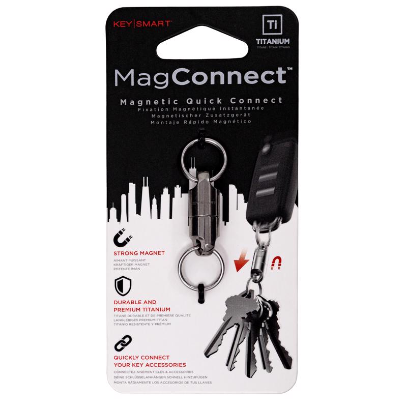 KeySmart Unisex Magcoonect MagConnect - Quick and Secure Key Connector for Suitcases, Bags & Belts - Keys Always at Hand (1 Pack, Titanium) (pack of 1), Titanium, 1 Pacco, MagConnect