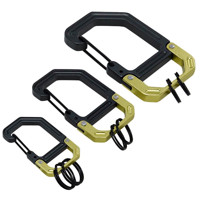 Hillman Fasteners 141082 Apex Aluminum Clip & Hook Carabiner Key Chain Black & Green - Pack of 3