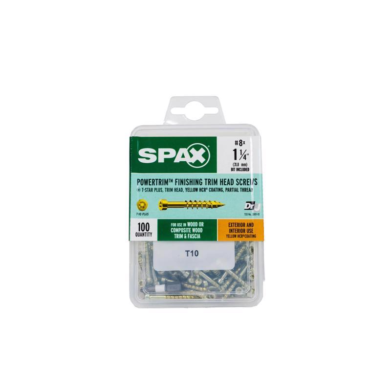 SPAX #8 x 1-1/4" Exterior/Interior Trim Head Wood Composite Screws Powertrim Torx T-Star Plus (100 EA) Bit Included Rust Resistant