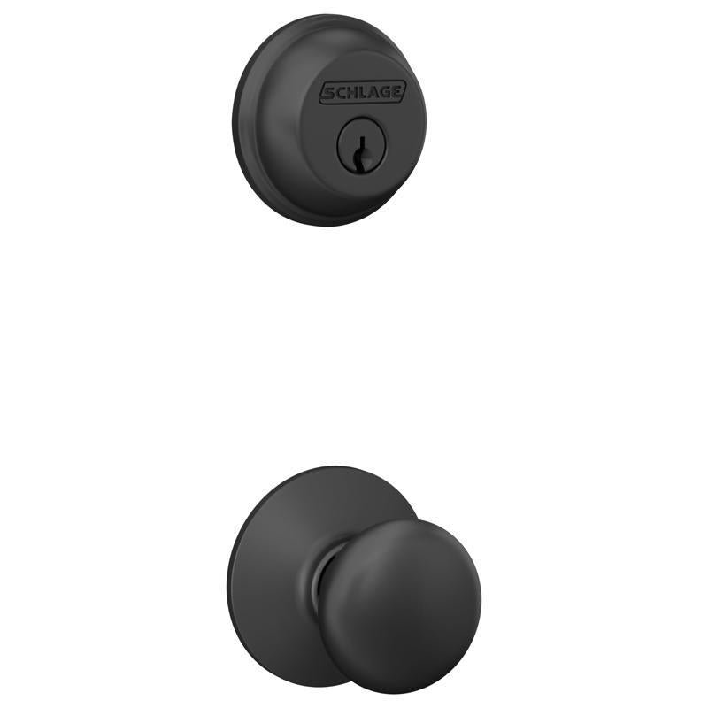 Schlage FB50 N G PLY 622 Single Cylinder Deadbolt and Keyed Entry Plymouth Knob, Matte Black