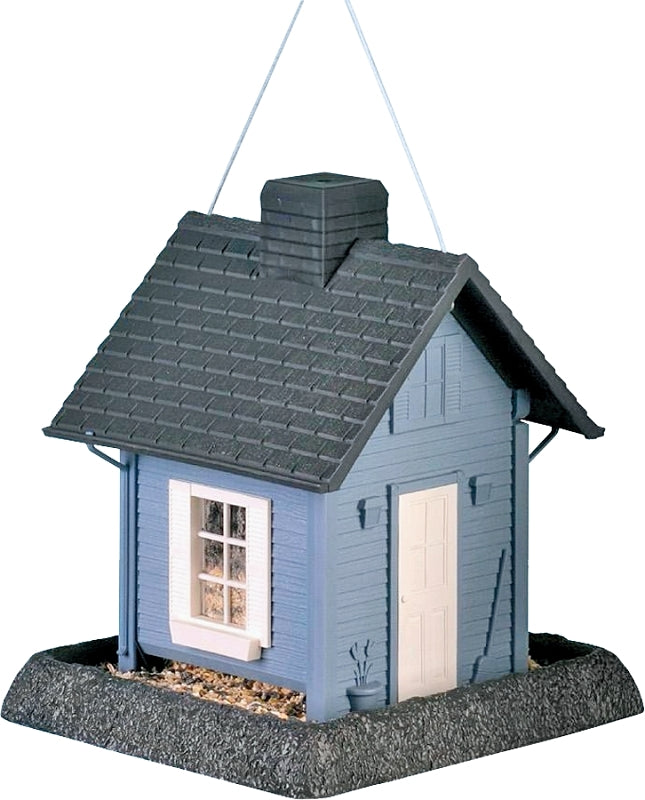North States Village Collection - Blue Cottage Bird Feeder: Hanging Bird Feeder for Outdoors, Holds 5 Pounds of Seed