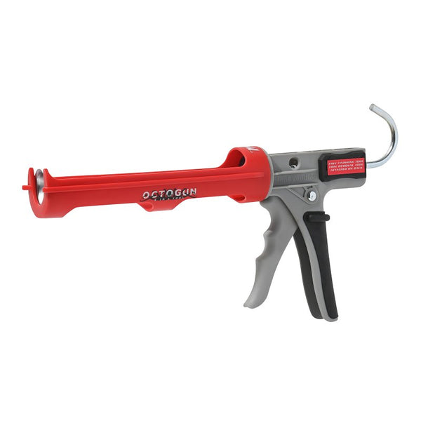 Newborn Octogun 208D Drip-Free Caulk Gun - Integrated 4-Sided Tooling Square & 2-Sided Scraper | 12:1 Thrust Ratio | Lightweight Plastic Design with Revolving Barrel
