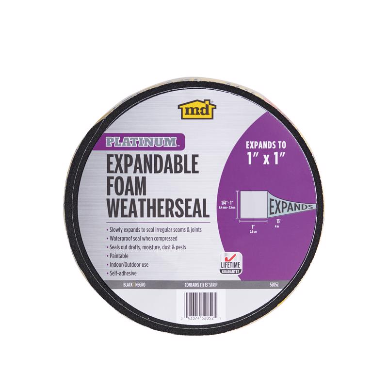 M-D Building Products 52052 1 in. Black Expandable Foam Platinum? Weatherseal for Uneven Gaps