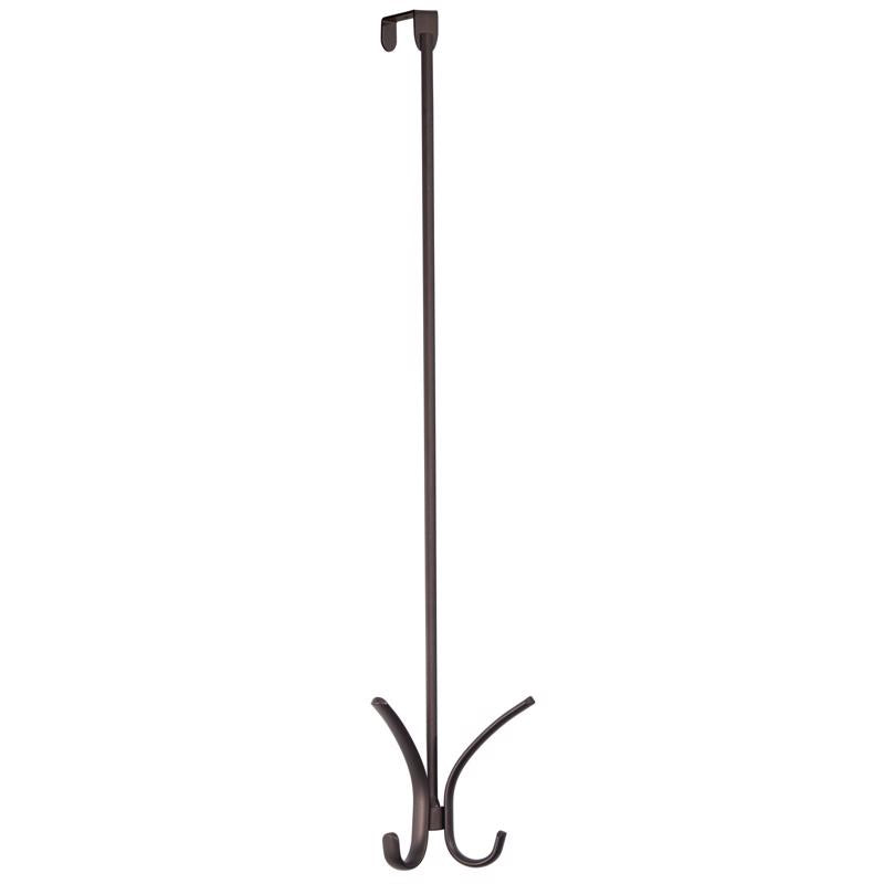 InterDesign Axis Easy Reach 24" Quad Hook, Over the Door Towel Holder or Coat Rack for Bathroom, Bedroom, Office Closet Storage, 4.7" x 3.8" x 24", Bronze