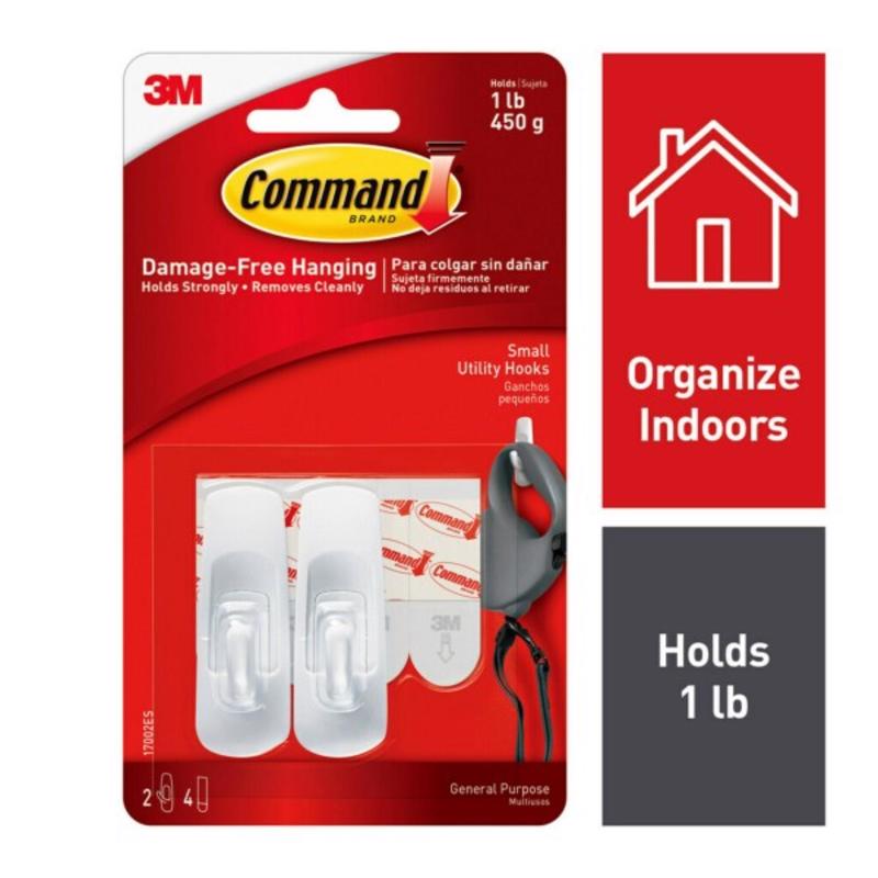 Command Small Utility Hooks, White, 2-Hooks (17002ES)