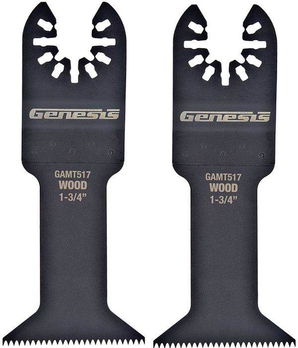 Genesis GAMT517-2 Universal 2-Pack 1 3/4" Course Tooth Oscillating Multi-Tool Quick-Release Flush Cut Blade