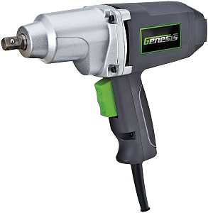 Genesis GIW3075K 7.5 Amp 1/2" Impact Wrench Driver Kit with Detent Pin Square Drive Anvil, 4 Sockets, and Heavy-Duty Storage Case