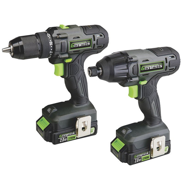 Genesis G20MAX 20V Drill/Impact Driver Combo Kit with Two 2.0Ah Batteries, Charger, Storage Bag, and 2-Year Warranty GL20DIDKB2