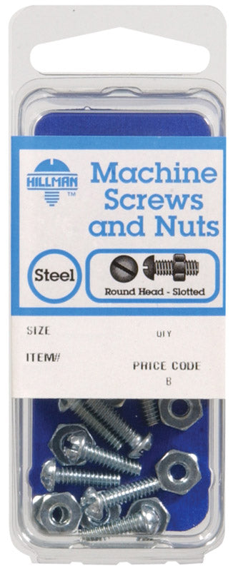 The Hillman Group 7662 Round Head Combo Machine Screw with Nut, 6-32-Inch x 2-Inch, 5-Pack, 2 inches, No Color, 2 Count