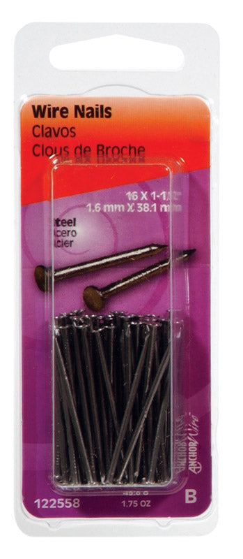 Hillman 1-1/2 in. L Wire Brite Steel Nail Smooth Shank Flat
