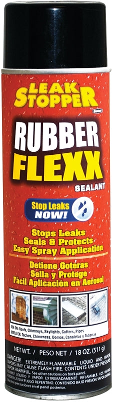 Leak Stopper Rubber Flexx Leak Repair & Sealant Spray 18 Oz | Just Point & Spray for Making basic repairs on wood, asphalt roofing, metal and masonry surfaces | 100 % Flexible Seal | Black | - 0316-GA