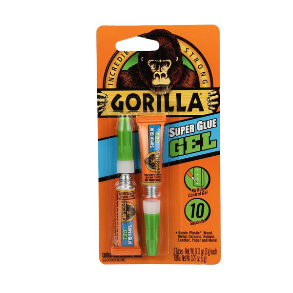 Gorilla Super Glue Gel, Two 3 Gram Tubes, Clear, (Pack of 1) 7820002