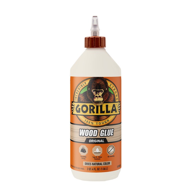 Gorilla Wood Glue, Indoor & Outdoor Carpentry Projects, Paintable, Sandable, Moisture Resistant, Clamping, Natural Color, 36oz Bottle, (Pack of 1)