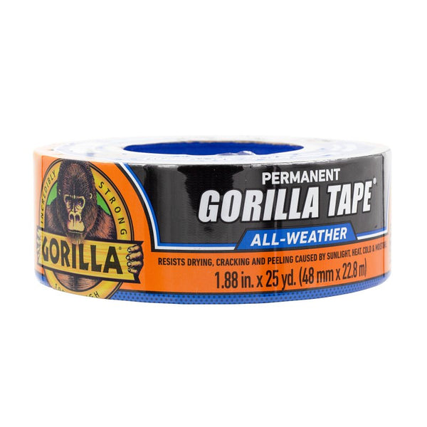 Gorilla All Weather Outdoor Waterproof Duct Tape, UV and Temperature Resistant, 1.88" x 25 yd, Black (Pack of 1), Limited Edition 6009002