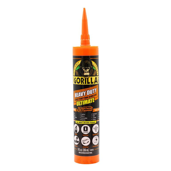 Gorilla Heavy Duty Ultimate Construction Adhesive, 9 Ounce Cartridge, White, (Pack of 1) 8008002