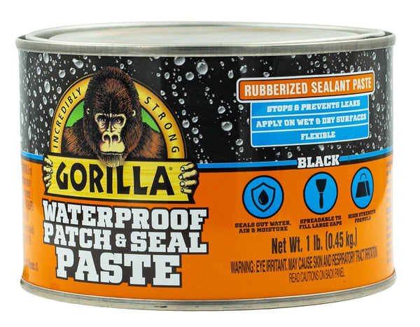 Gorilla Waterproof Patch & Seal Rubberized Sealant Paste, Black, 1lb Can (Pack of 1) 109404