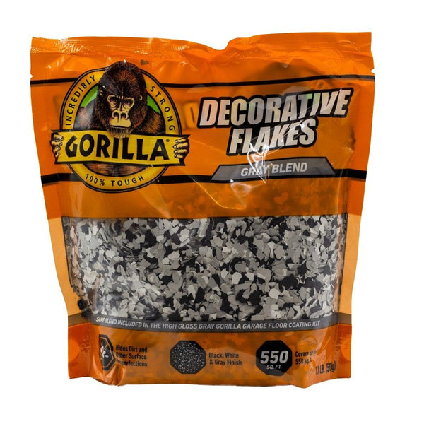Gorilla Garage Floor Coating Decorative Flakes - Gray, Black & White Blend - Matches High-Gloss Gray Kit - Hides Dirt & Imperfections - Use with Epoxy or Concrete Coatings - Covers up to 550 sq. ft. 118515